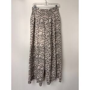 Aerie Leopard Print Sweatpants Small Beige Animal Print Wide Leg Cozy Pants